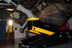 Raising the pinion into place.